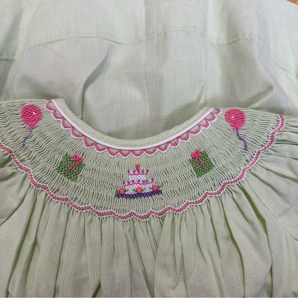 Absolutely Precious Petit Ami Baby Girls 1st Birthday Checked Bishop Dress 2pc - Picture 2 of 4